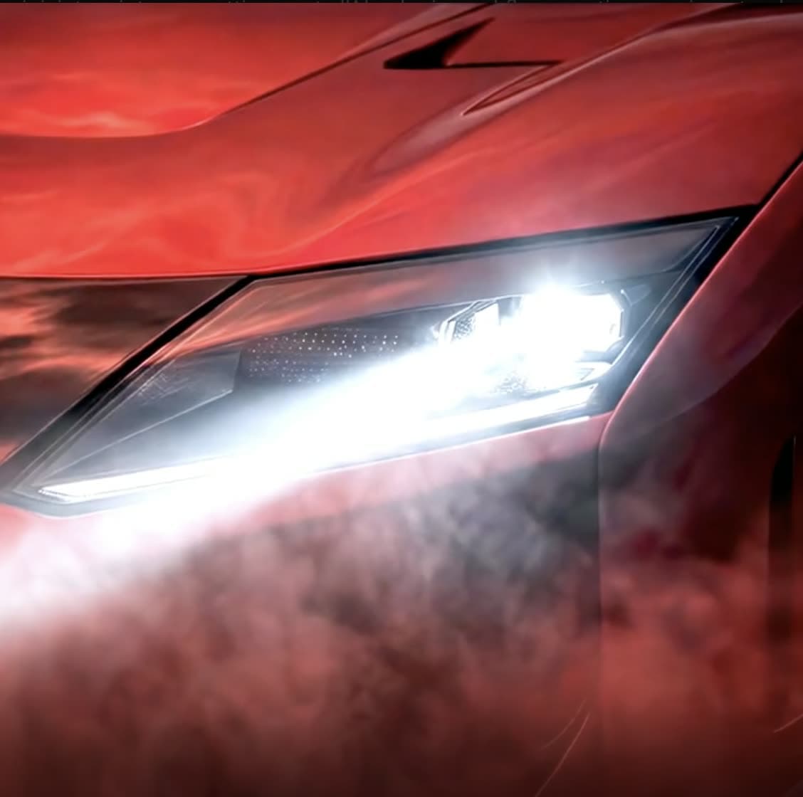 Dettaglio di un visual automobilistico rosso creato per una campagna